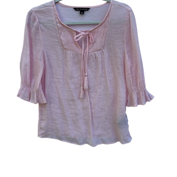 Zac & Rachel Tops - Zac & Rachel Light Pink Blouse with Tassel Tie size M